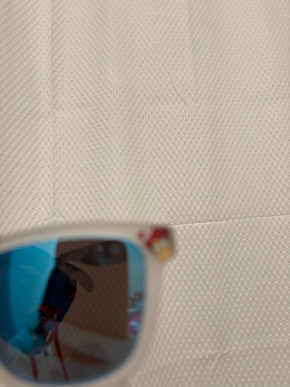 Where's Waldo White Frame Sunglasses with Blue Mirrored Lenses